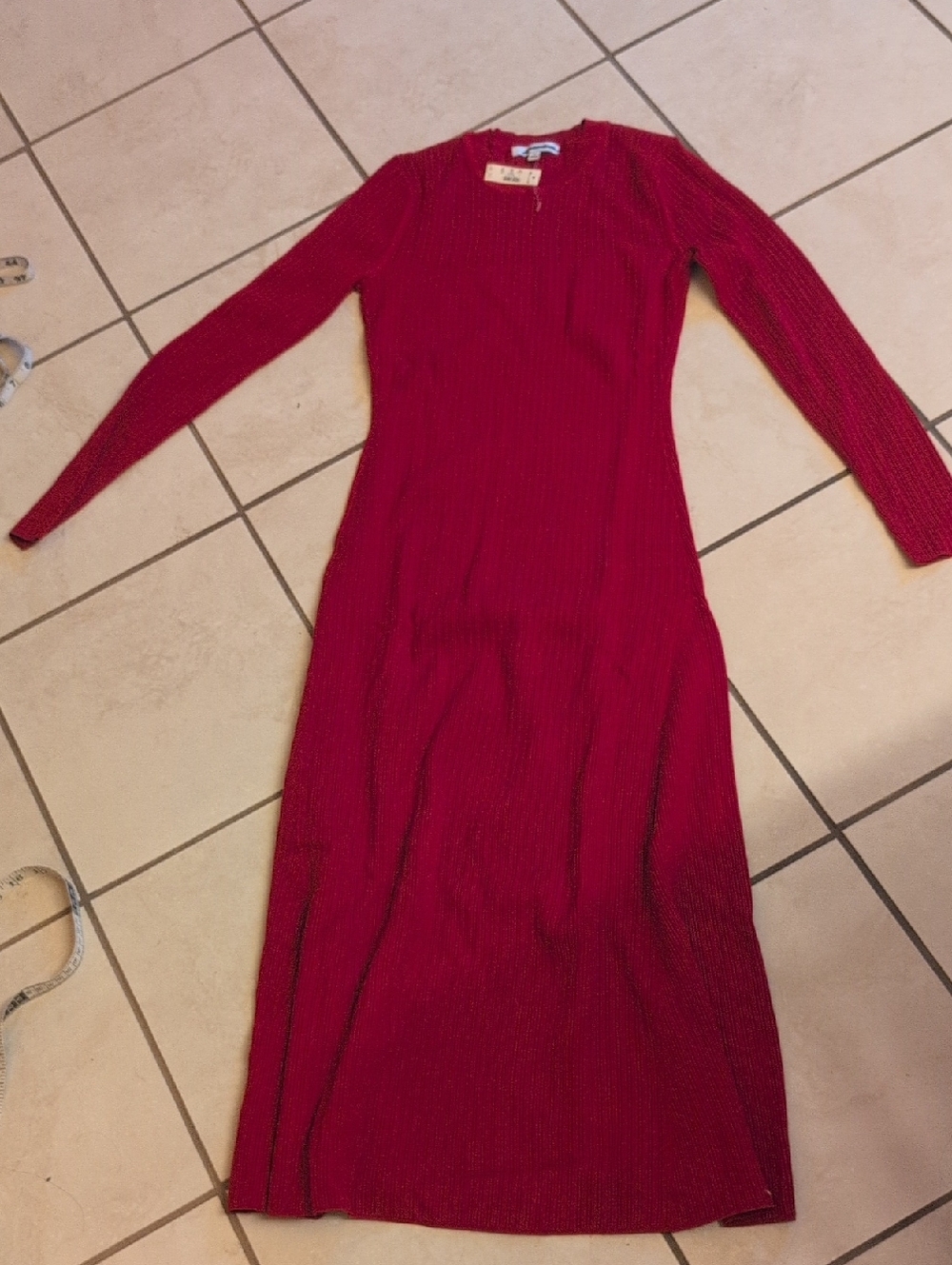 NWT Madewell Talia Rib The Signature Knit Crewneck Midi Dress Crimson Red - Picture 2 of 15